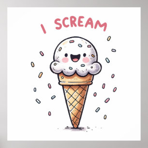 Póster Cono de helado I Scream con grageas