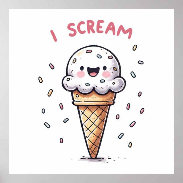 Póster Cono de helado I Scream con grageas (Frente)