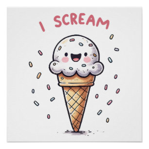 Póster Cono de helado I Scream con grageas