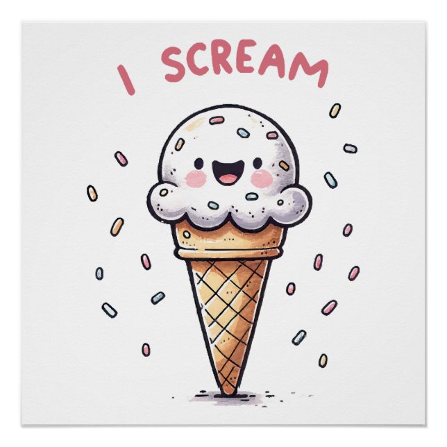 Póster Cono de helado I Scream con grageas (Anverso)