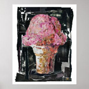 Póster Cono de helado rosa