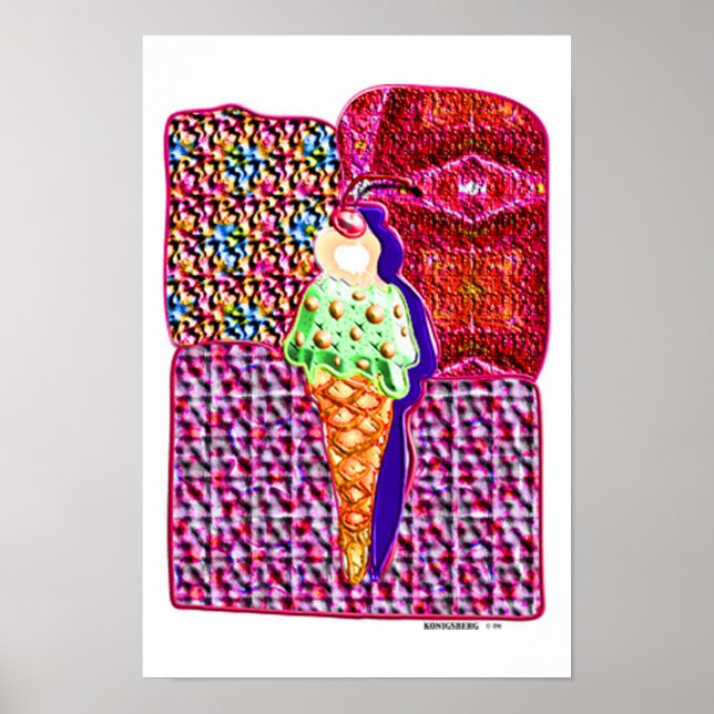 Póster cono de helado único 1 (Frente)