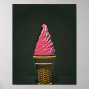 Póster Cono de helado vintage