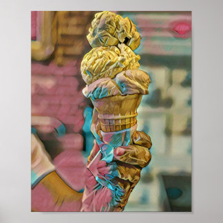 Póster Cono de helado vintage