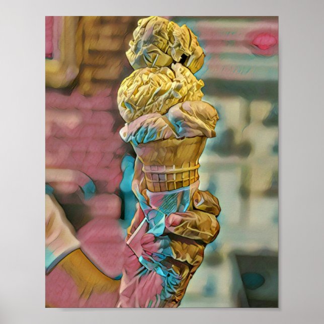 Póster Cono de helado vintage (Frente)