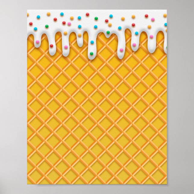 Póster Cono De Waffle De Goma De Hielo Con Rasplantes (Frente)