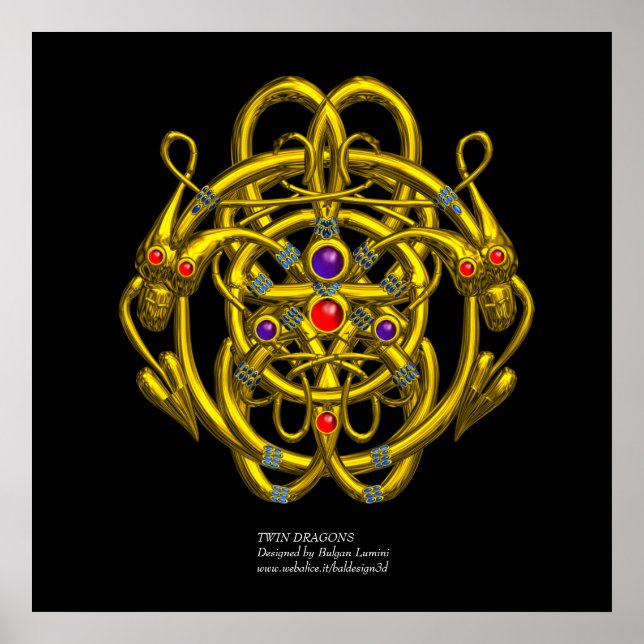 PÓSTER CONOCIMIENTOS CELÁTICOS DE ORO CON DOS DRAGONES (Frente)