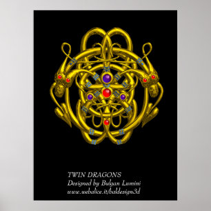 PÓSTER CONOCIMIENTOS CELÁTICOS DE ORO CON DOS DRAGONES