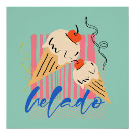 Póster Conos de helado italianos retro