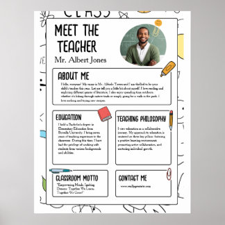 Póster Conozca al profesor moderno de regreso a la escuel