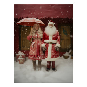 Póster Conozca al señor y a la señora Santa Claus