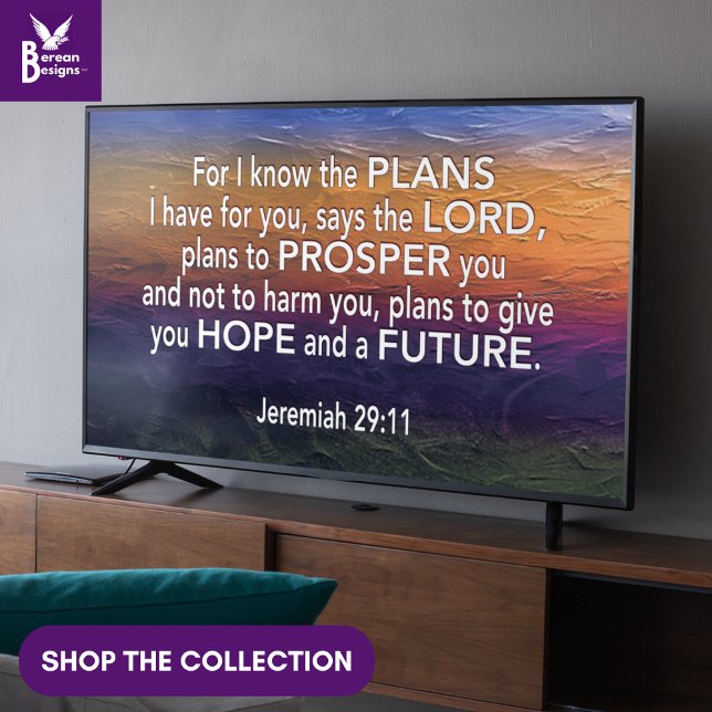 Póster CONOZCO LOS PLANES Jer 29:11 Christian Frame Art T (Jeremiah 29:11 Christian Bible verse wall art for display TV with colored ice background.)