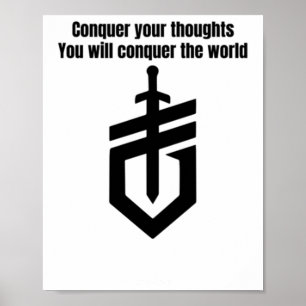 Póster Conquistar tus pensamientos - Diseño de espadas mo