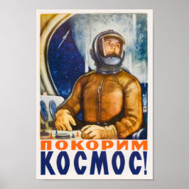 Póster Conquistemos el espacio - Propaganda espacial sovi