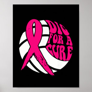 Póster Consciente Del Cáncer De Mama De Voleibol De Cure