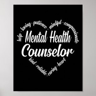 Póster Consejero de Salud Mental Heart Word Cloud