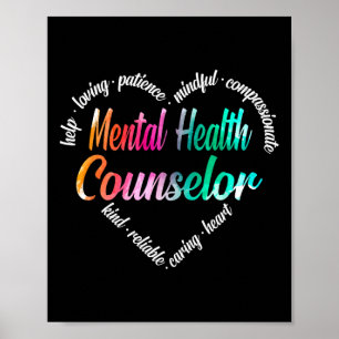 Póster Consejero de Salud Mental Heart Word Cloud Waterco