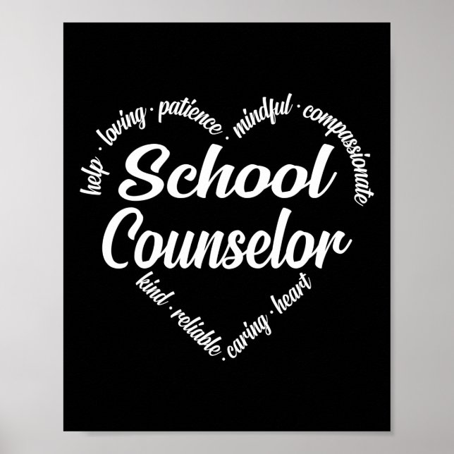Póster Consejero escolar Corazón de Word Cloud (Frente)