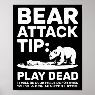 Póster Consejo de ataque de oso Finge estar muerto Divert