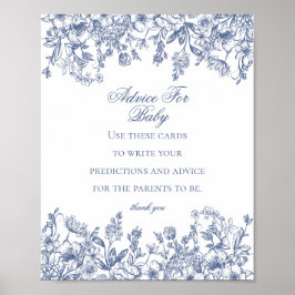 Póster Consejo de Chinoiserie azul para juego Baby Shower