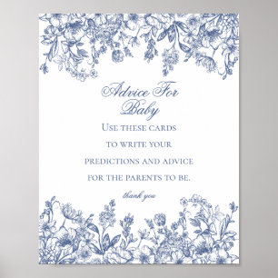 Póster Consejo de Chinoiserie azul para juego Baby Shower