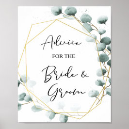 Póster Consejo de Eucalipto para la novia y el Rótulo de 