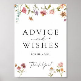 Póster Consejo De Flores Silvestres Y Rótulo Boda