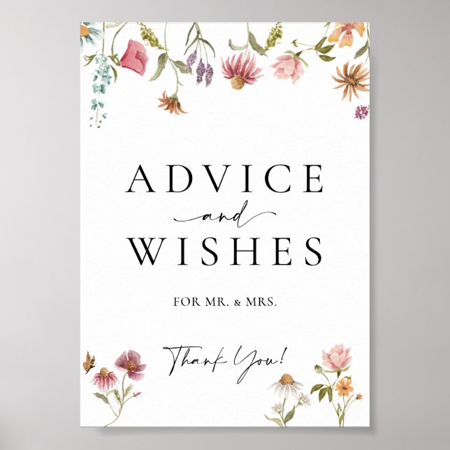 Póster Consejo De Flores Silvestres Y Rótulo Boda (Frente)
