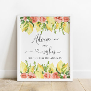 Póster Consejo de Limón y Flores para Novia y Groom