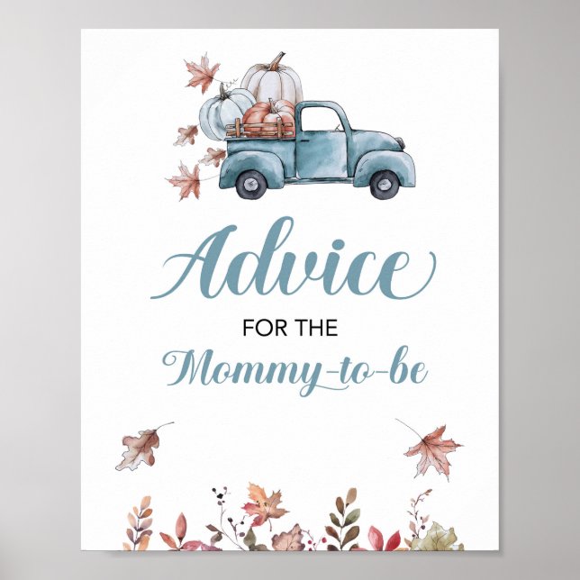 Póster Consejo de otoño para la mami Baby Shower Rótulo a (Frente)
