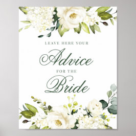 Póster Consejo De Rosas Blancas Para El Rótulo De Novia