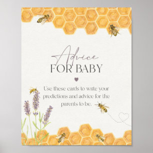 Póster consejo para la ducha de bebé de abeja miel para e