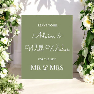 Póster Consejos de Boda Deseos Sabio Verde