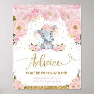 Póster Consejos de Chica de Elephant Baby Shower para los