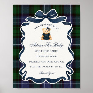Póster Consejos de ducha de Preppy Coquette Bow Bear para