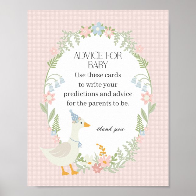 Póster Consejos de Gingham floral Rosa Silly Goose para e (Frente)