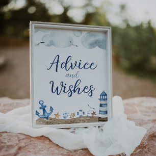 Póster Consejos Náuticos Y Deseos Rótulo Baby Shower