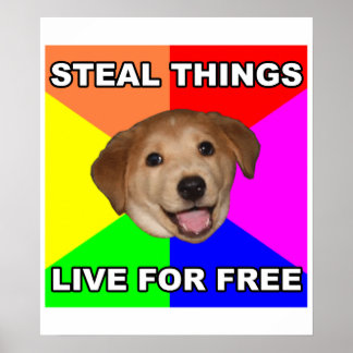 Póster Consejos para el perro roban cosas, viven gratis