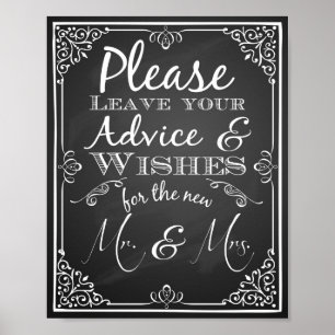 Póster Consejos para la señaligen de boda y buenos deseos