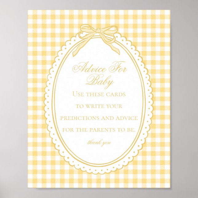 Póster Consejos para lazo Coquette de gingham amarillo pa (Frente)