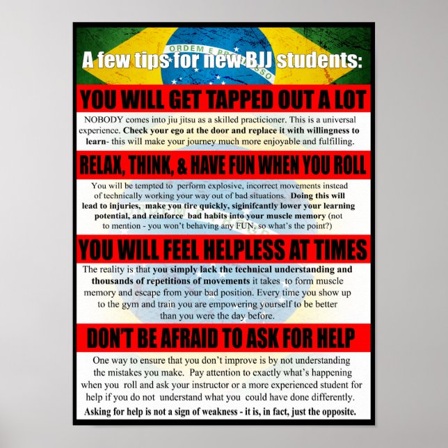 Póster Consejos para principiantes de BJJ Poster de gimna (Frente)