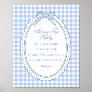 Póster Consejos para un lazo Coquette de Gingham Azul par
