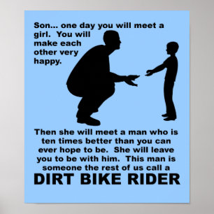 Póster Consejos paternales Dirt Bike Motocross Funny Post