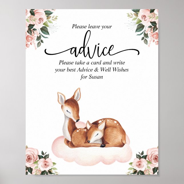 Póster Consejos Poster de Baby Shower Oh Deer (Frente)