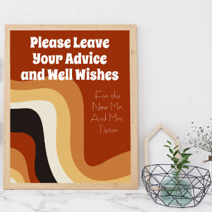 Póster Consejos y buenos deseos del Boda Boho Retro 70