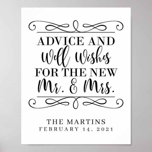 Póster Consejos y buenos deseos Poster/Rótulo Boda (Frente)