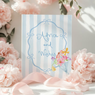 Póster Consejos y deseos Coquette Whimsical Bow Blue