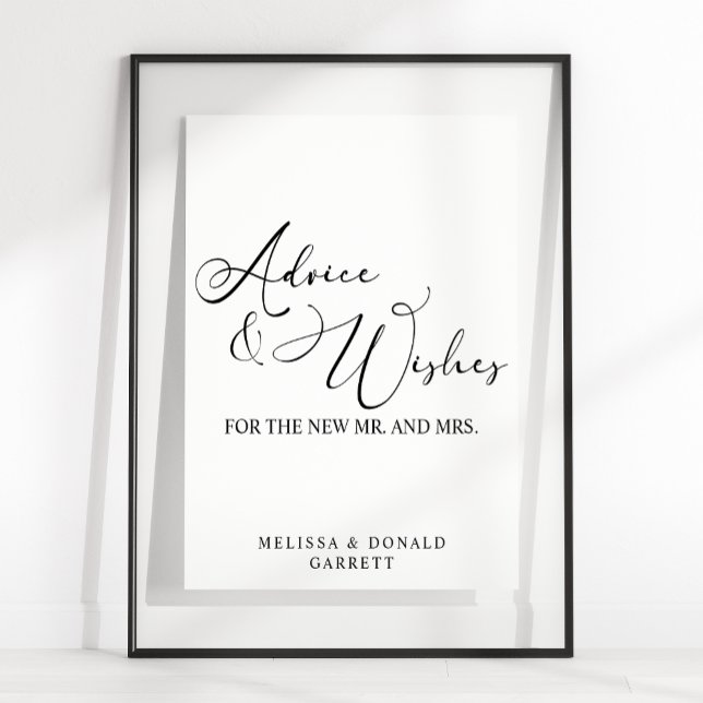 Póster Consejos y deseos de boda con letra script moderna (Subido por el creador)
