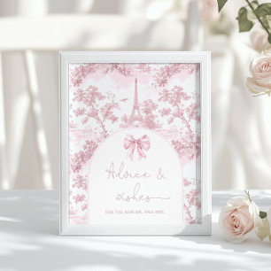 Póster Consejos y deseos de toile rosa París para recién 