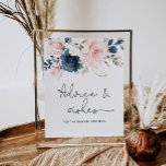 Póster Consejos y deseos florales de la marina de Rubor p<br><div class="desc">Rubor navy floral consejos y deseos para los artículos de Poster recién casados disponibles.</div>